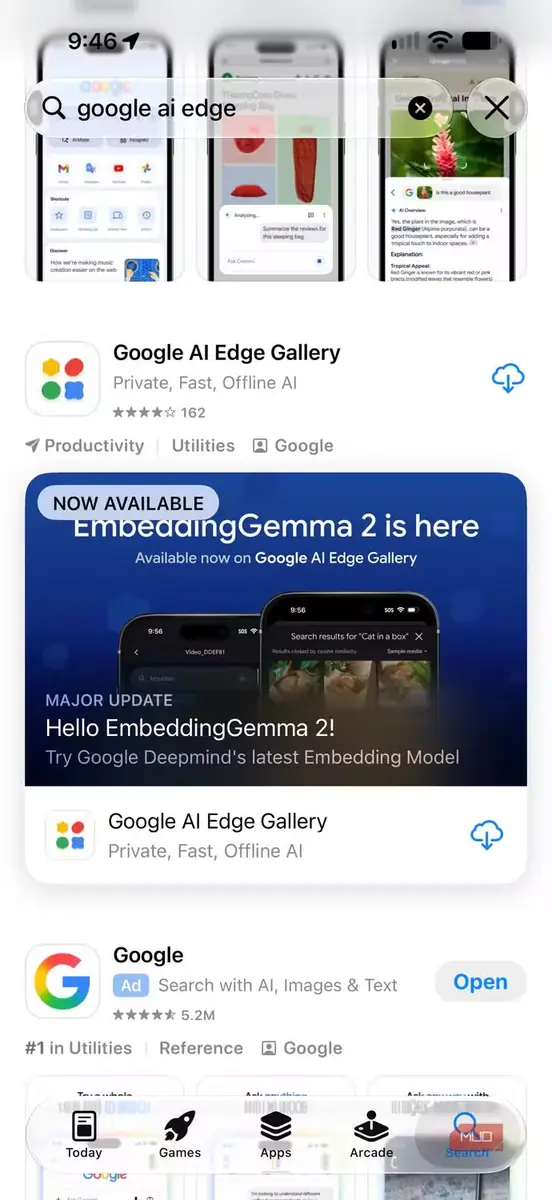 اجرای Google AI Edge روی iPhone.