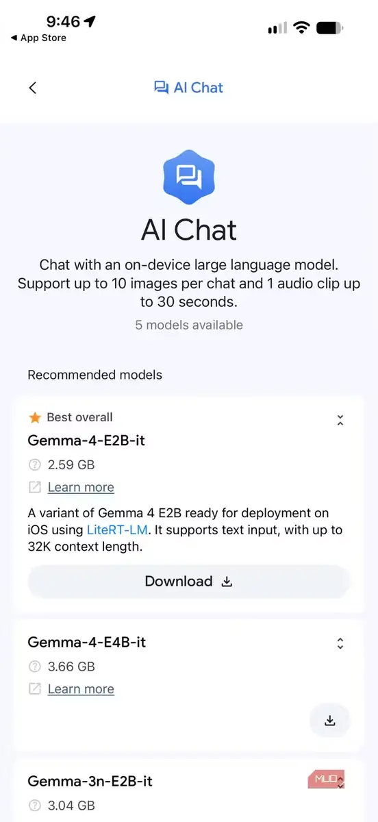 اجرای Google AI Edge روی iPhone.