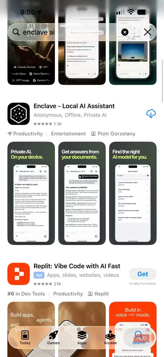 اجرای Enclave روی iPhone.
