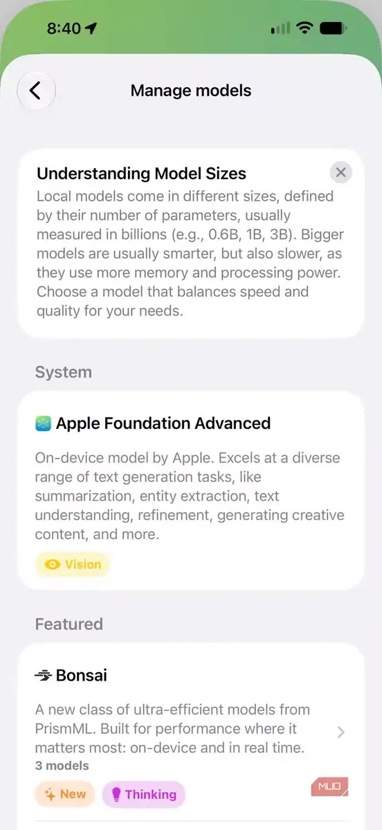 اجرای محلی مدل روی یک iPhone.