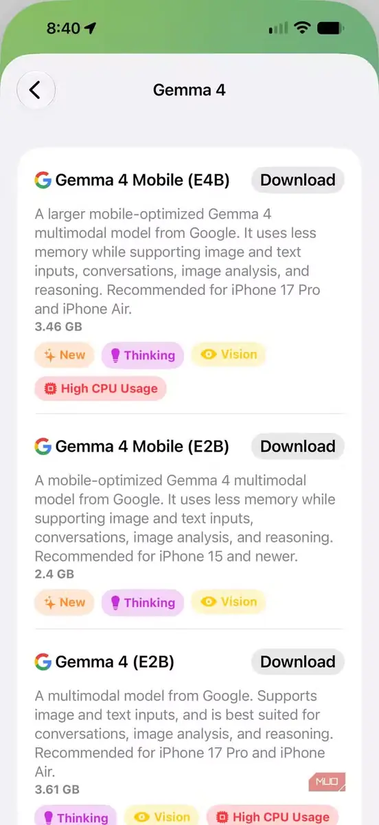 اجرای محلی مدل روی یک iPhone.
