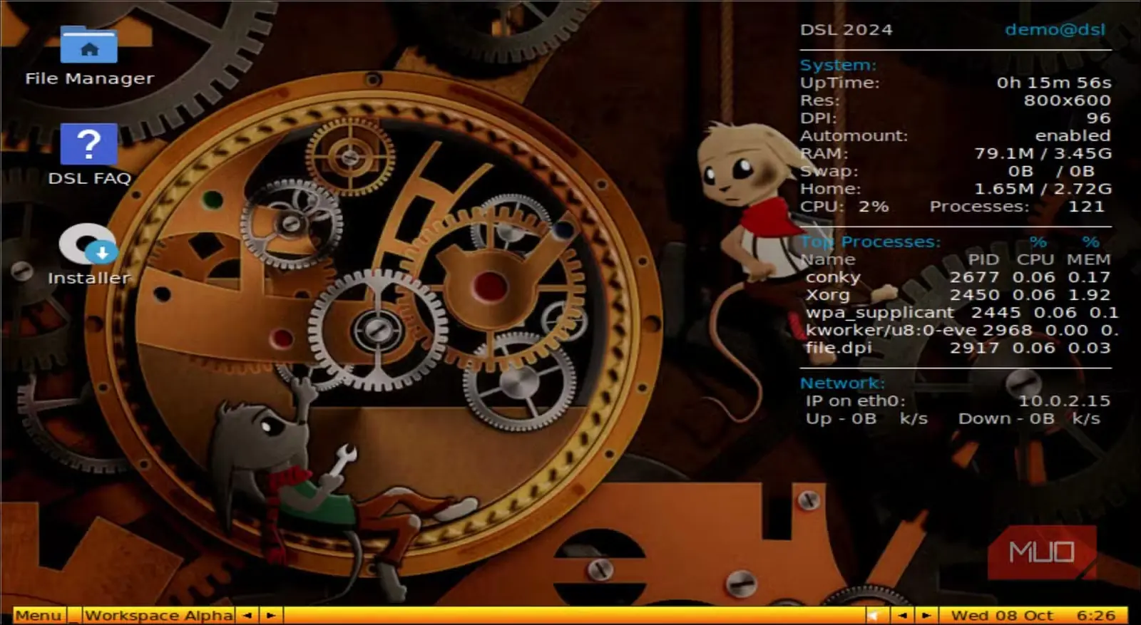 نمایی از میزکار Damn Small Linux