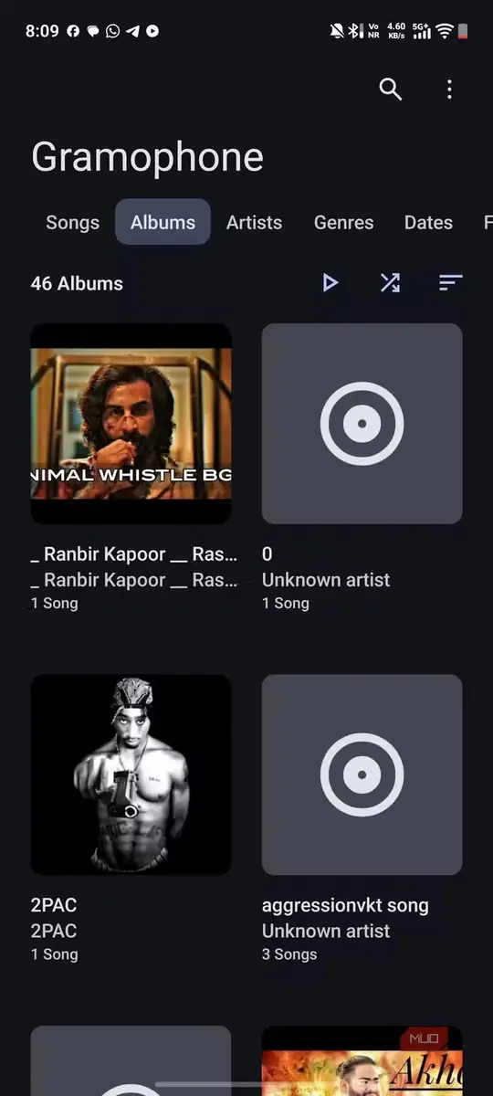 نمای آلبومها در برنامهٔ Gramophone