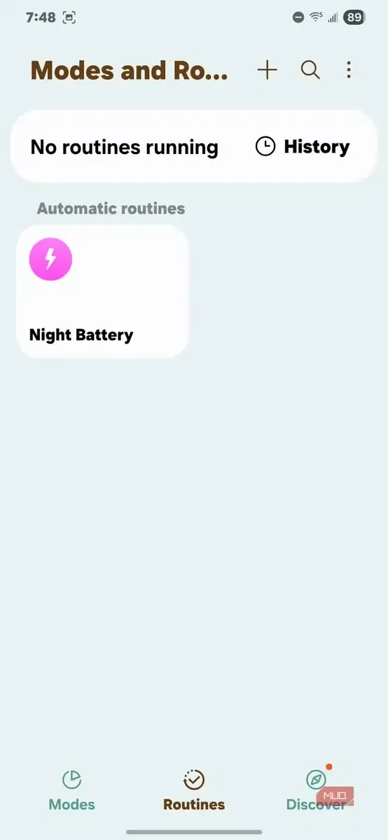 نمای حالتها و روالها در گوشی Samsung