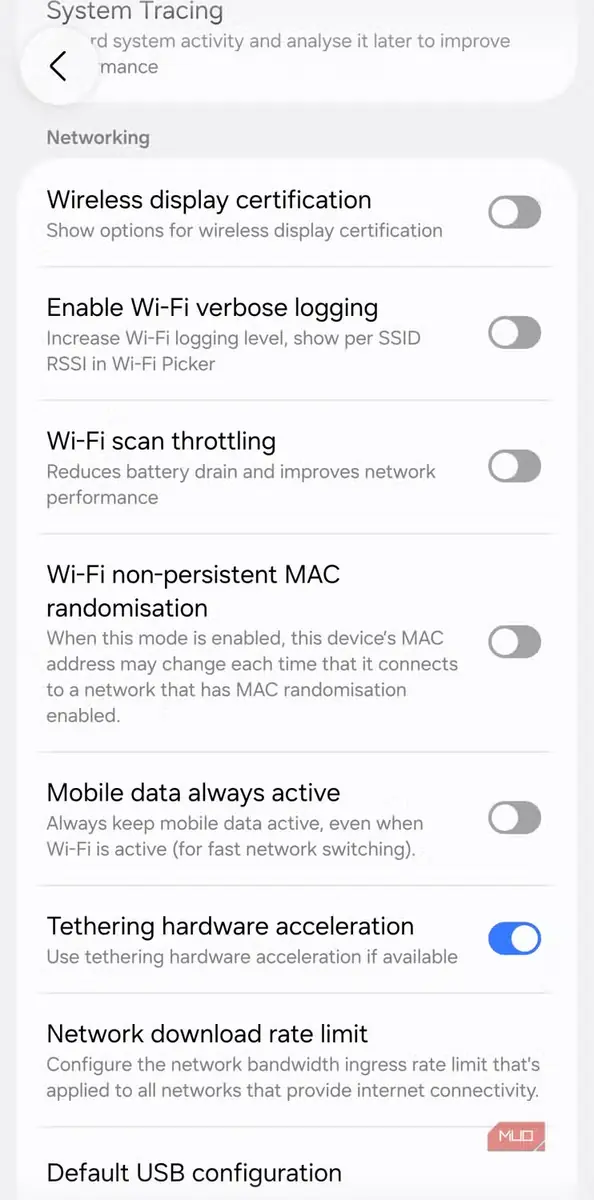 فهرست تنظیمات Wi-Fi در Android
