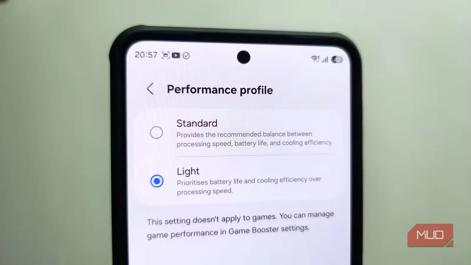 نمایه عملکرد در گوشی Samsung