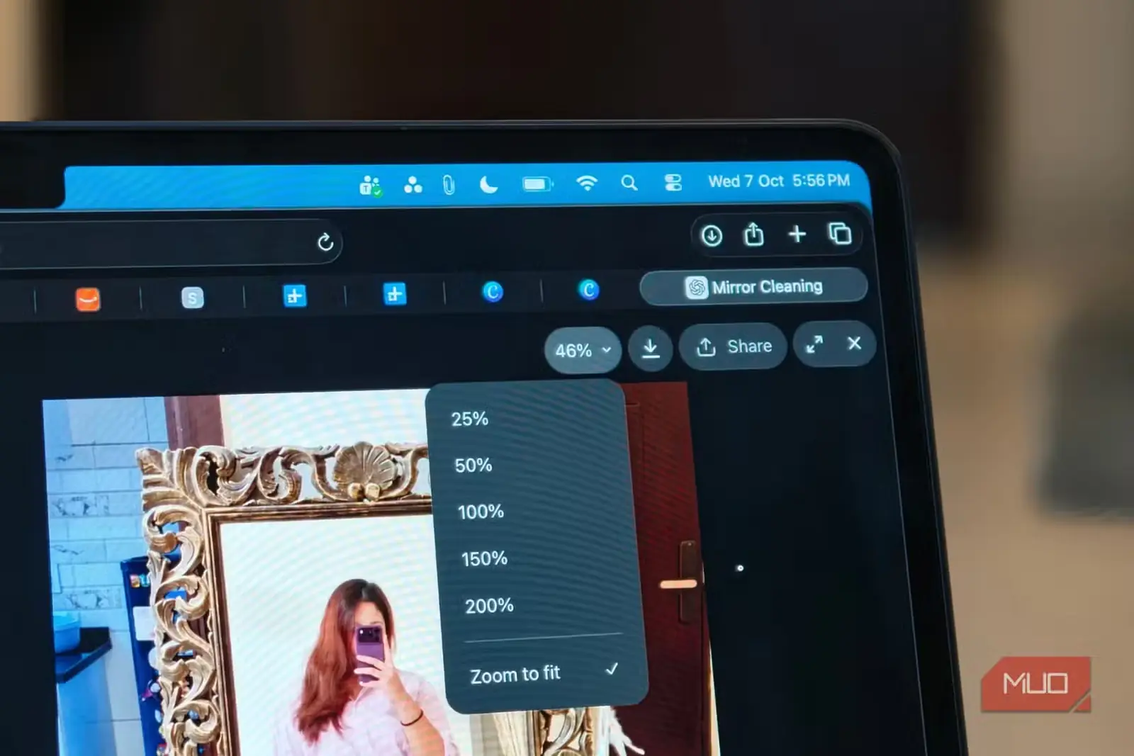 درصد بزرگنمایی متناسب با صفحه برای ویرایش تصویر در ChatGPT
