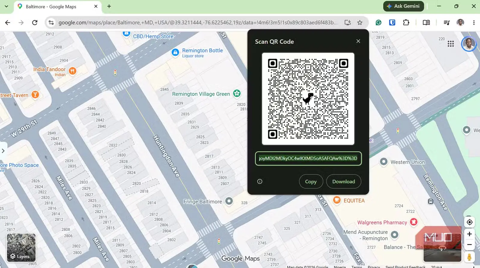 نمای پویش رمزینه QR روی Google Maps