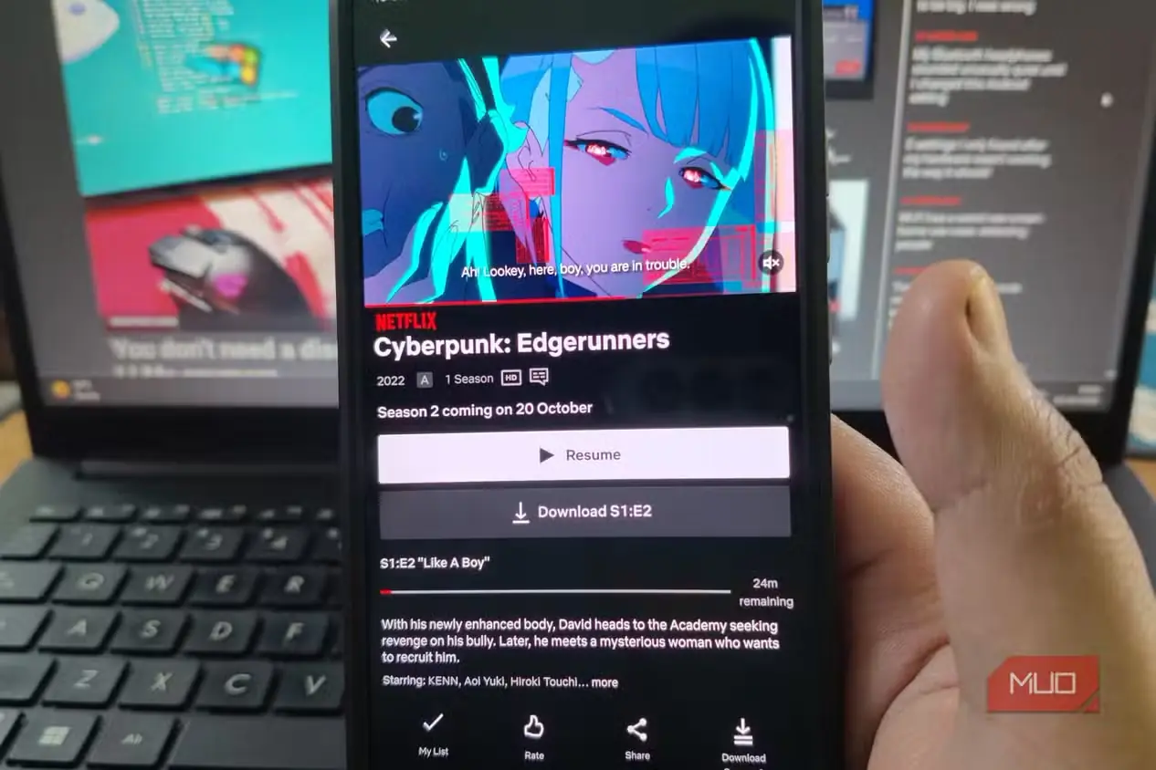 نمایش «سایبرپانک: اجرانرز» در برنامه Android نتفلیکس