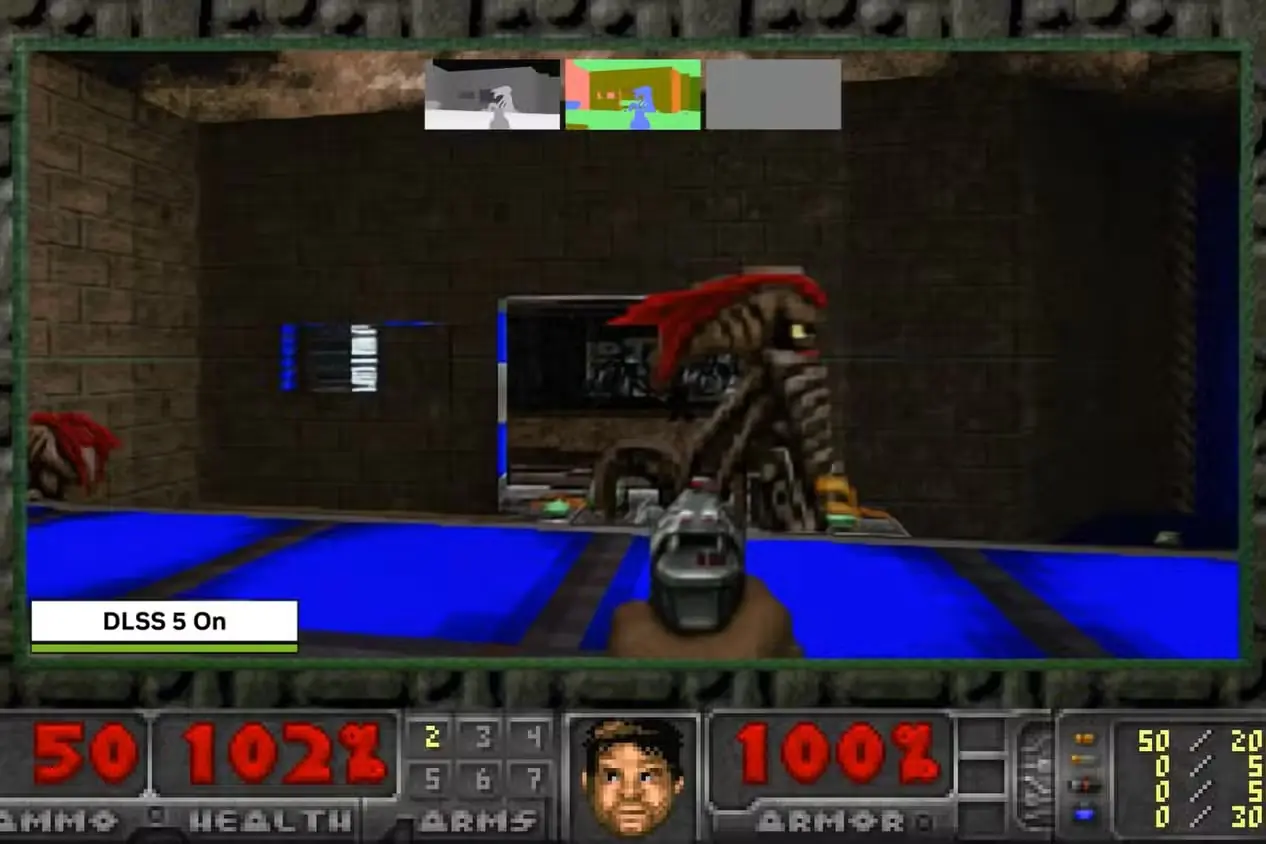 صحنه نبرد در بازی DOOM با ماد DLSS 5