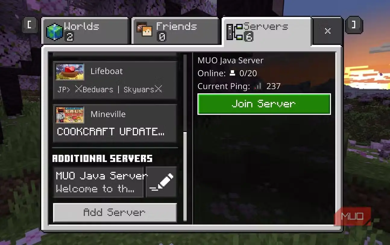 پیوستن از Bedrock به سرور Minecraft Java