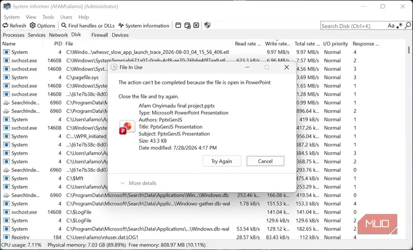 پرونده بازشده در برنامهای دیگر