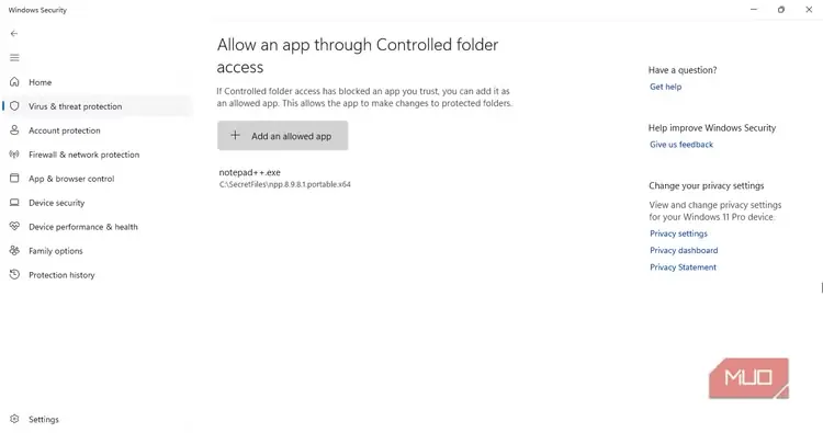 افزودن Notepad++ به فهرست برنامههای مجاز