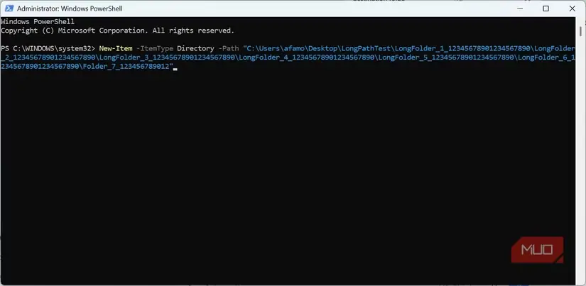 فرمان PowerShell برای ساخت پوشهای تازه