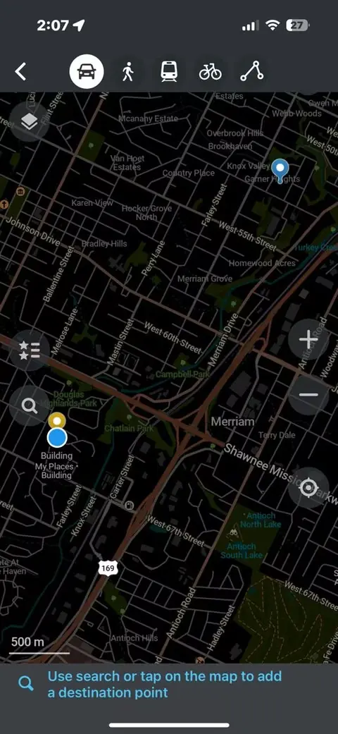 افزودن نقطهٔ مقصد در Organic Maps
