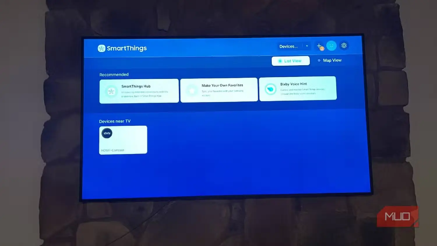 نمای برنامهٔ Samsung SmartThings در سیستمعامل Samsung Tizen OS