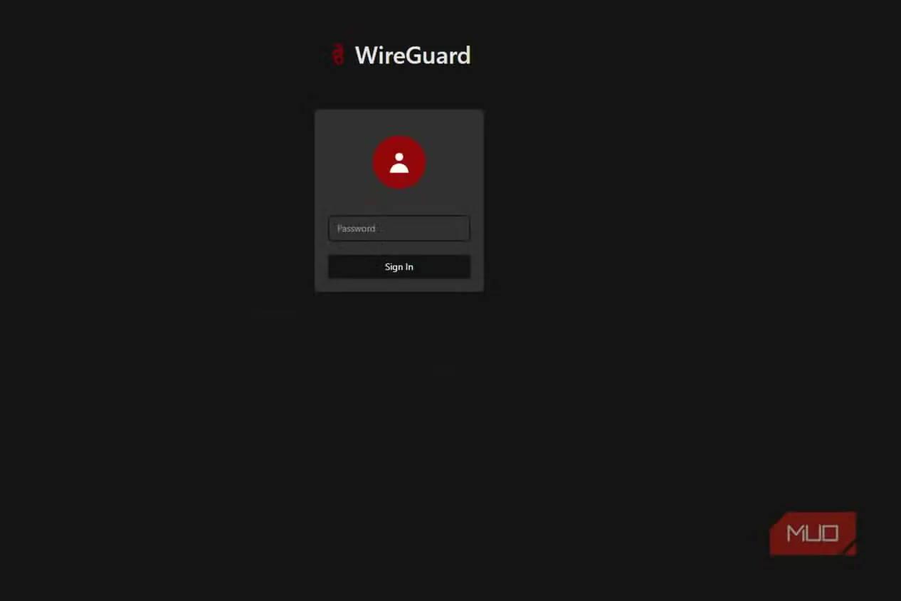 صفحه ورود به WireGuard