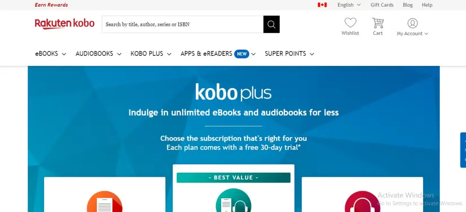 نمایی از صفحه اصلی تازه Kobo Plus